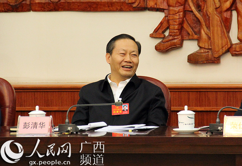 1月27日下午,自治区党委书记,人大常委会主任彭清华参加百色市代表团