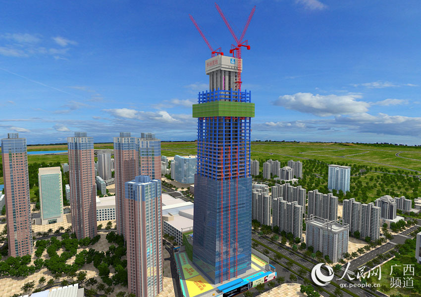 广西北部湾第一高楼突破200米大关 BIM技术应