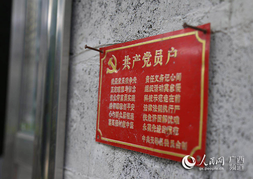天等縣每戶黨員家門前都挂有“共產黨員戶”標牌