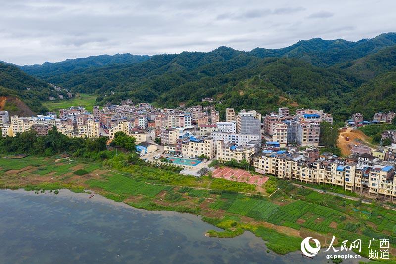 無人機從空中俯瞰廣西梧州市蒼梧縣京南鎮。何華文攝