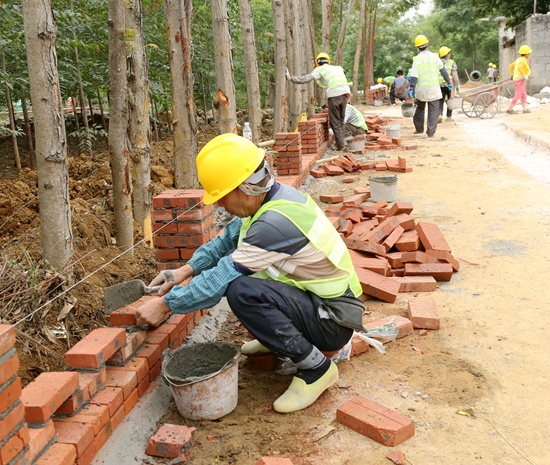 群眾積極參與家鄉建設。韋東保攝