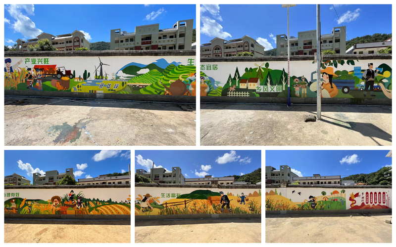 2022年7月，广西艺术学院组织师生赴德保县帮扶村开展美丽乡村墙绘活动。