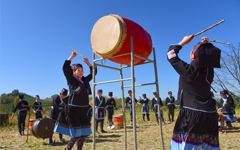 国家级非遗项目田林瑶族铜鼓舞培训。