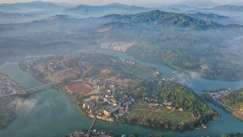 大洲島全貌。三江縣委組織部供圖