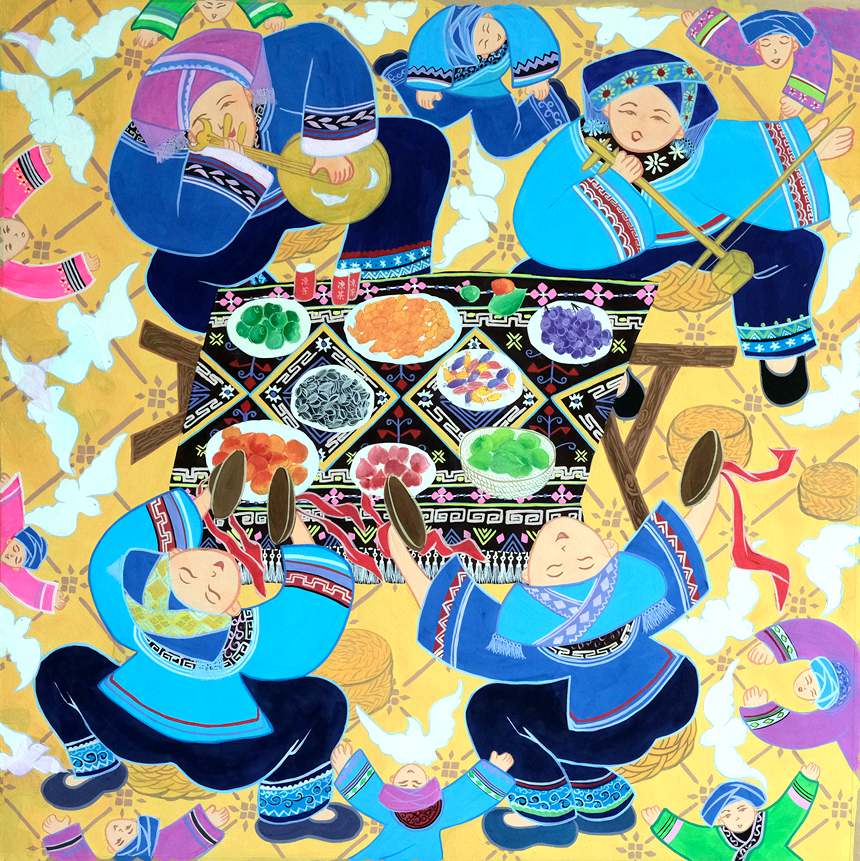 王娇作品《乡村振兴苗家福》