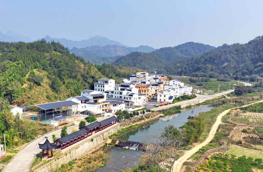 坐落在青山绿水间的平南县大鹏镇思乐村。