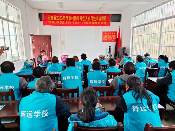 图为田林县2023年度农村困难残疾人实用技术培训剪影