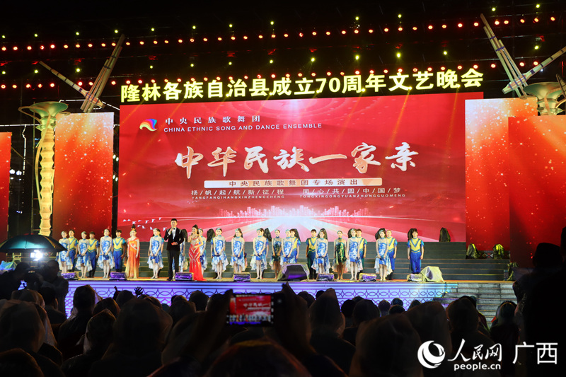开场舞《鱼跃龙门步步高》后，主持人登场。人民网 覃心摄