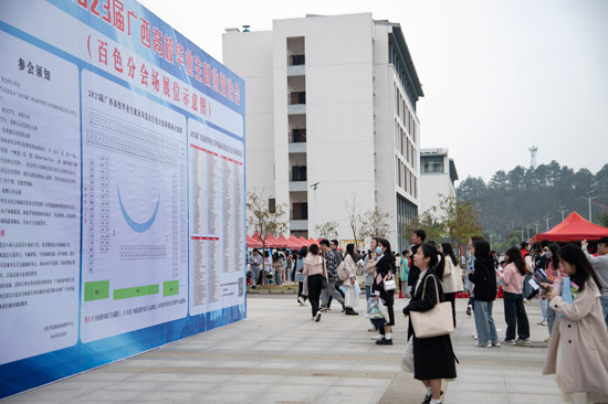 入场应聘的毕业生在查看用人单位展位分布。邓民胜摄