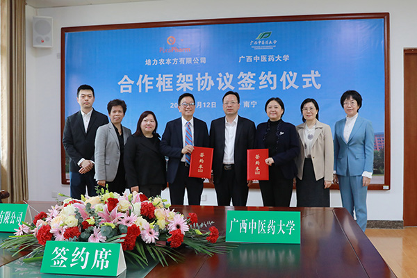 双方签订合作框架协议。广西中医药大学供图