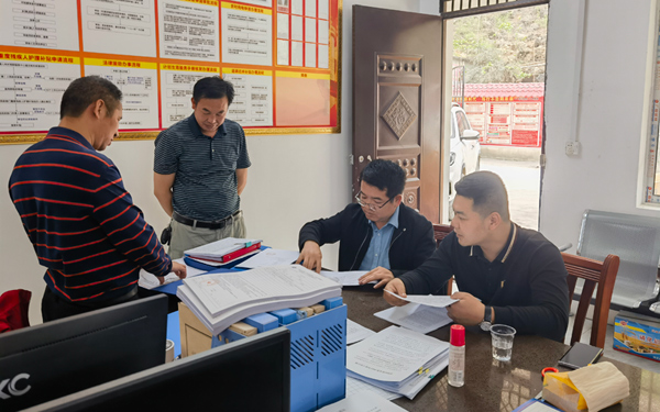 凤山县“两随机”调研指导组通过实地查看台账方式了解支部活动开展情况。