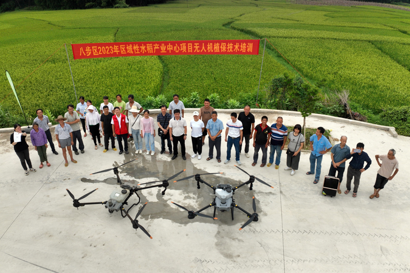 铺门镇回岗村佛田寨无人机植保技术培训现场