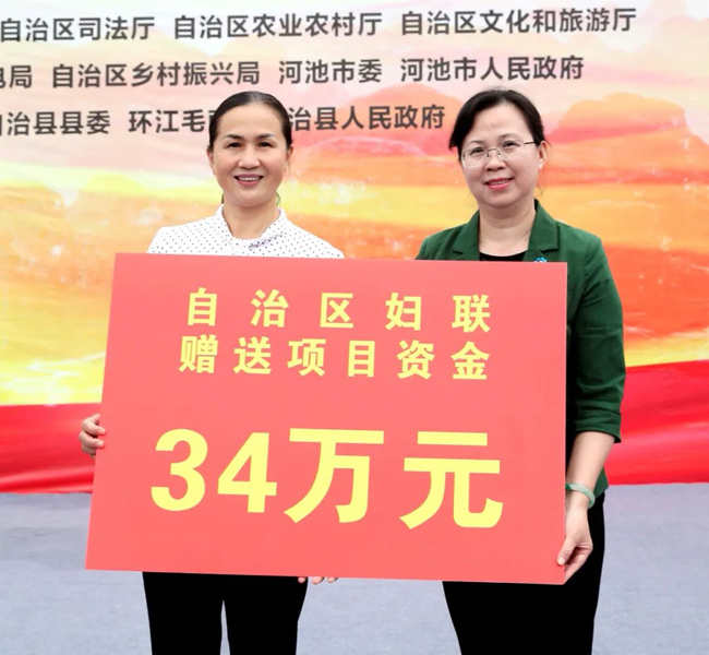 自治区妇联向环江毛南族自治县妇女儿童赠送项目资金