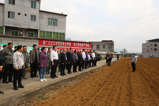 與會人員聽取地蘇鎮(zhèn)上江村王二屯種植示范基地建設(shè)情況介紹。黃潤生攝