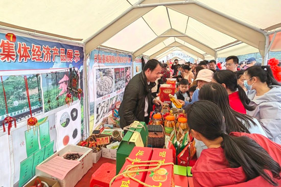 村级集体经济展销会上品类多样的特色农产品吸引众多市民驻足挑选 劳鸯摄