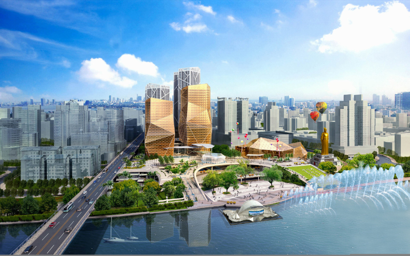 柳州風情港地表水水源熱泵集中能源站項目效果圖。桂物金岸公司供圖