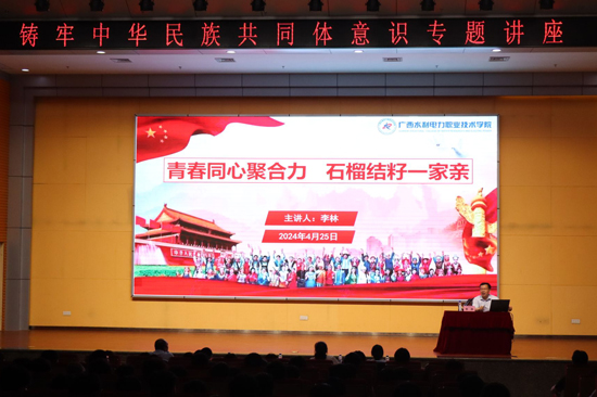 李林作主题为“青春同心聚合力，石榴结籽一家亲”的专题讲座。庞海瑜摄