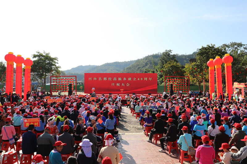 图为西林县足别瑶族苗族乡庆祝大会现场。黄蓝莹 摄