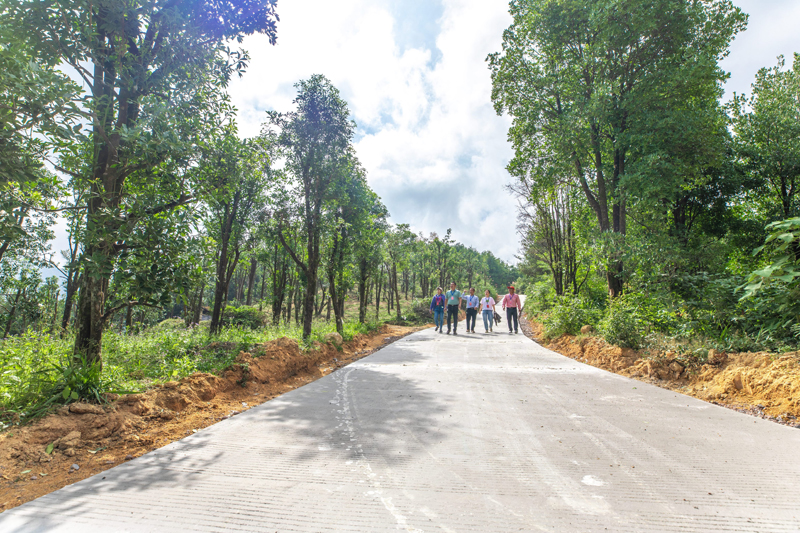 人大代表监督民生实事项目高山香八角产业配套道路建设推进情况。