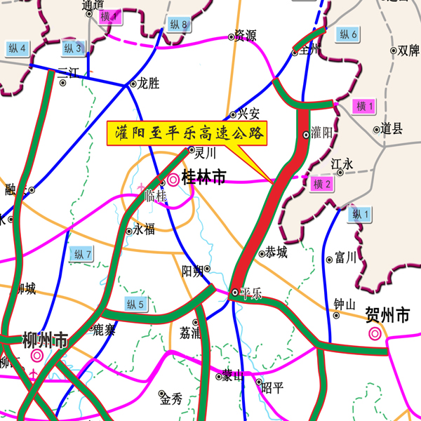 灌阳至平乐高速公路路线图。广西交通投资集团供图