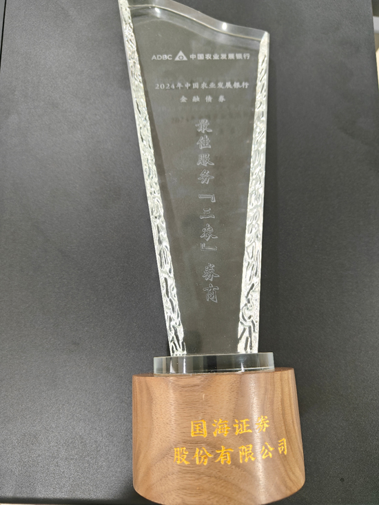 国海证券金融市场委员会党支部荣获奖项。国海证券供图