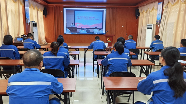 观看专题视频学习。广西大锰集团供图