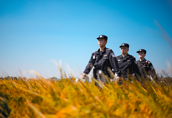 民辅警在田间地头巡逻。劳姗姗摄