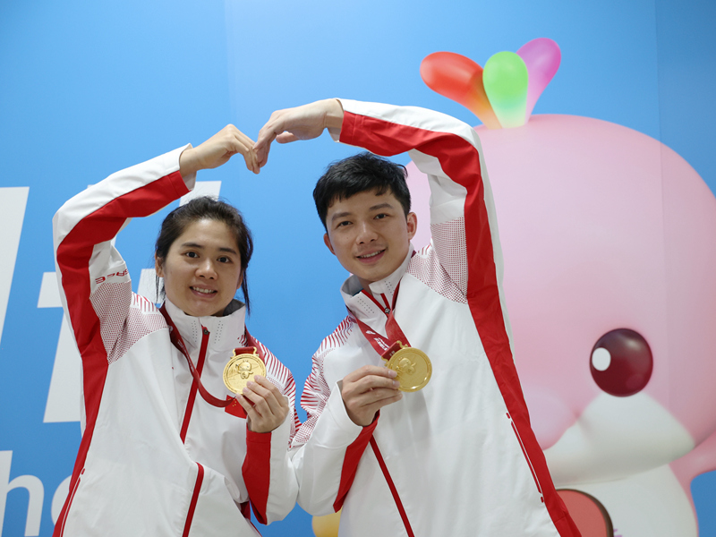 黄梦萍与丈夫为广西夺得2025残特奥会首金。受访者供图