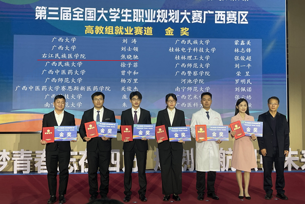 神经外科专硕焦晓驰同学（右三）获高教组就业赛道研究生组金奖