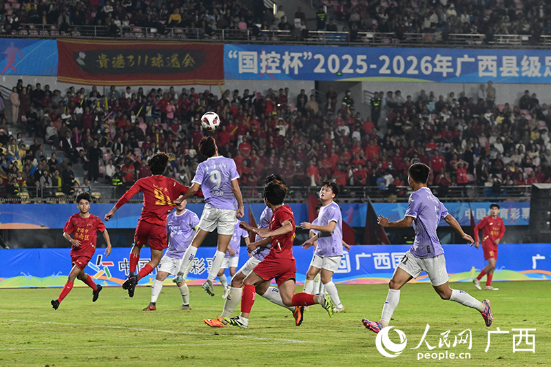 广西“县超”揭幕战比赛现场。人民网记者 雷琦竣摄