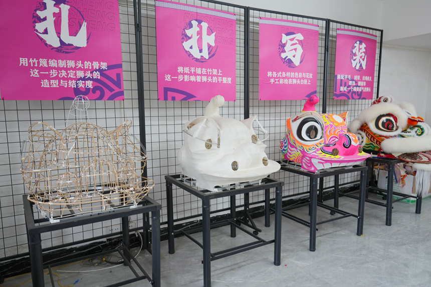 狮头制作“扎、扑、写、装”四步功法