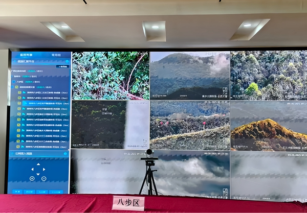 图为视频会议调度系统和自然灾害风险预警系统实现“一张图”全景展示。尹远坚摄