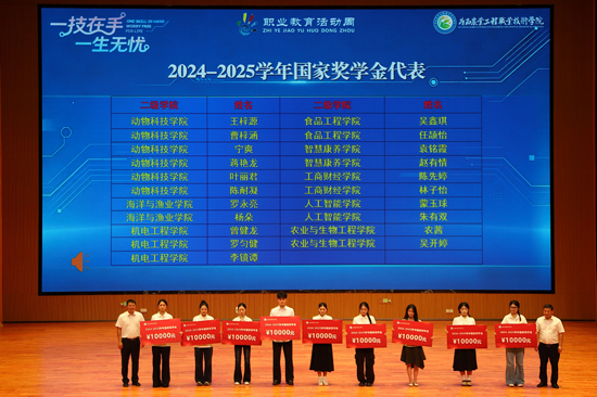 校領導為2024—2025學年國家獎學金獲獎學生代表頒獎。馬麒麟攝