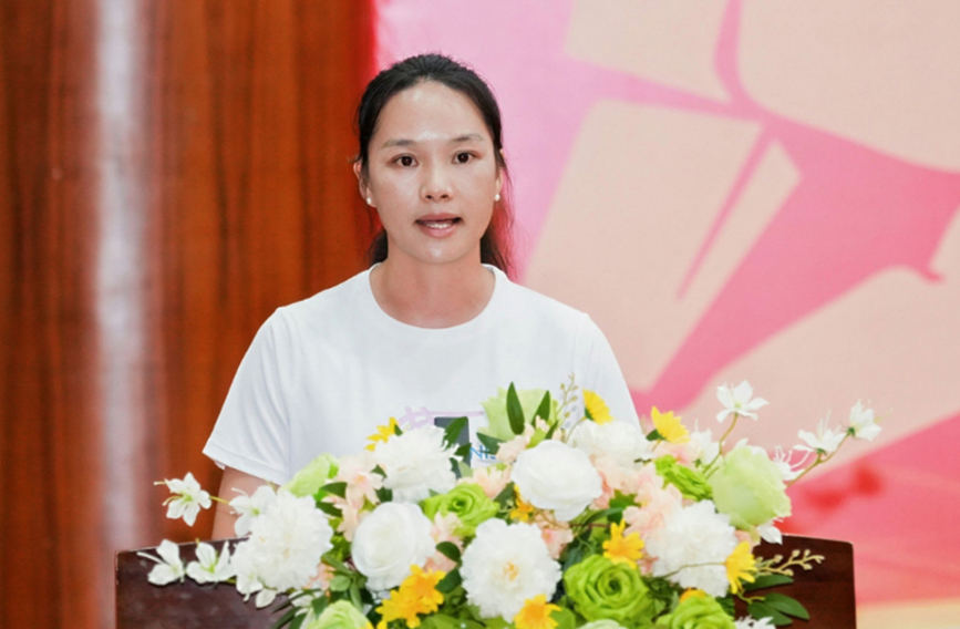 韋永麗分享訓練參賽心路與退役感悟。廣西體育局供圖