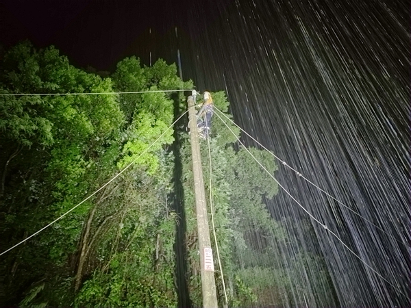 南寧供電段職工正在檢修鐵路電力設備。姚健攝