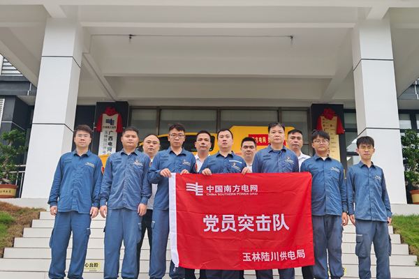 陆川供电局组建党员突击队，火速驰援贵港。