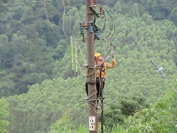 1.2026年7月6日，柳州供電段集結技術骨干成立黨員突擊隊，在湘桂線來賓至良江區間開展設備巡視，全力消除線路隱患。圖為該段職工正在檢查電纜接頭情況。（柳州供電段 羅欣婷 攝）