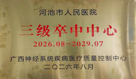 河池市人民医院获得广西神经系统疾病医疗质量控制中心三级卒中中心认证。医院供图