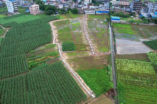 三灘鎮學田村禾勾地屯小型公益性基礎設施項目航拍。