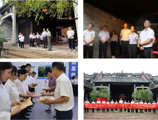 南百改擴建4標開展黨建活動，參觀百色粵東會館，分發紅色書籍。封梓涵攝
