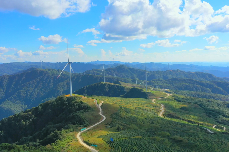 邏沙鄉草王山風力發電。樂業縣委宣傳部供圖