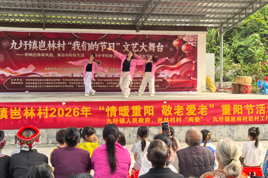 岜林村“我们的节日”文艺大舞台演出现场。学院供图